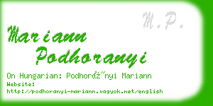 mariann podhoranyi business card